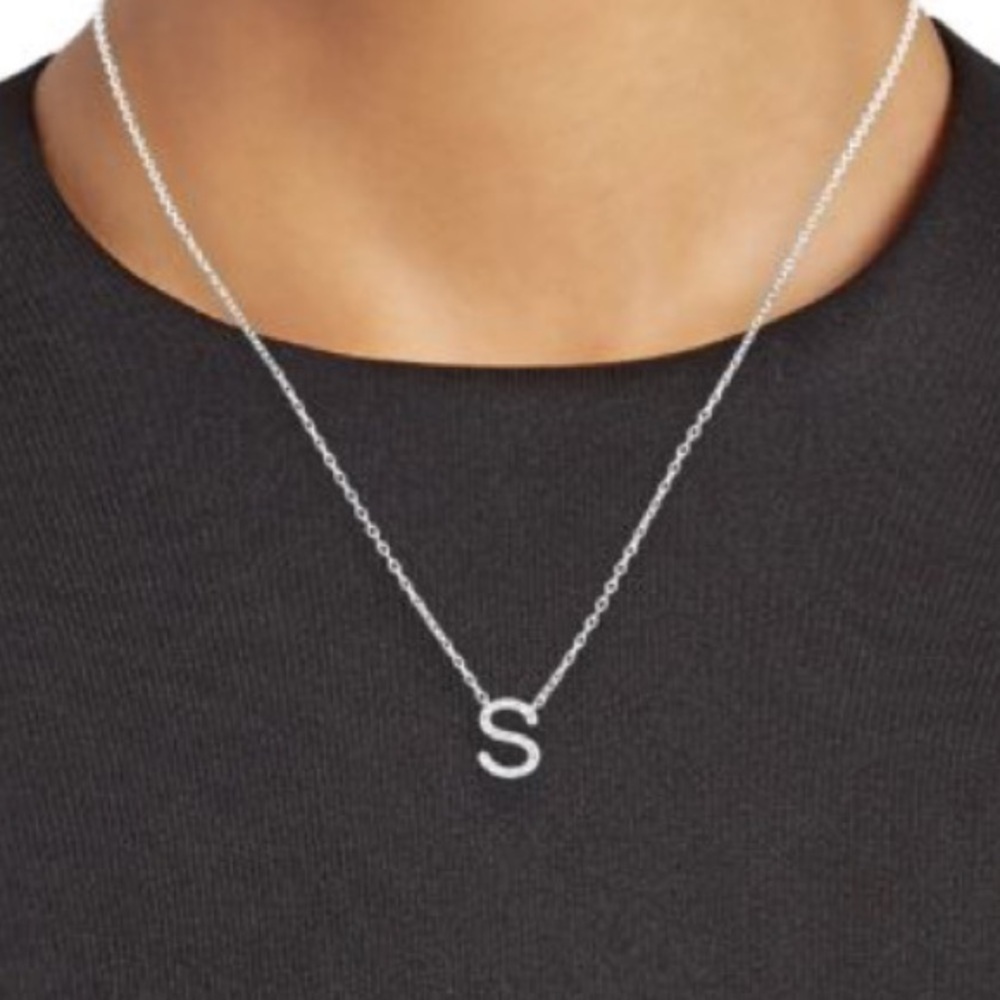 EFFY ENY Diamond “S” Initial Pendant Necklace Sterling Silver Gorgeous!